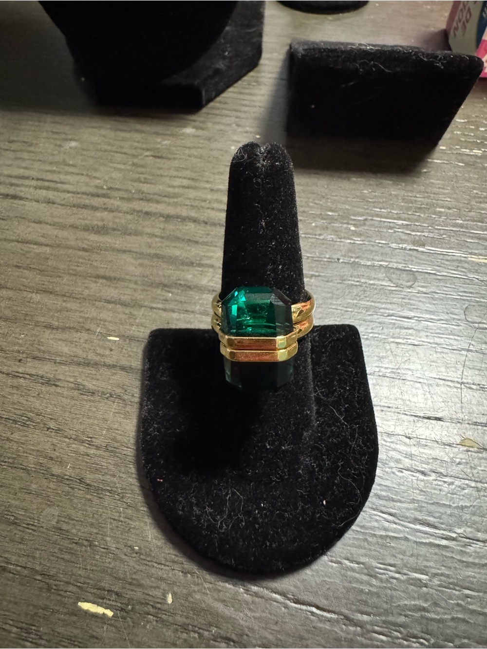 Swarovski size 8.5 retired Gold-Tone Ring with Emerald Green Gemstone
